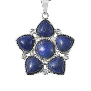 Lapis Lazuli and Austrian Crystal Star Pendant 20” Necklace